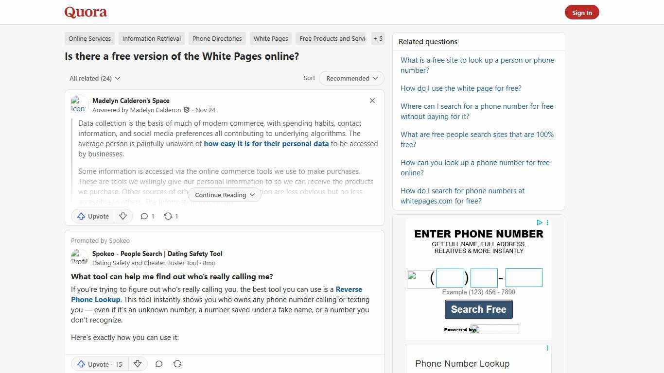 Is there a free version of the White Pages online? - Quora